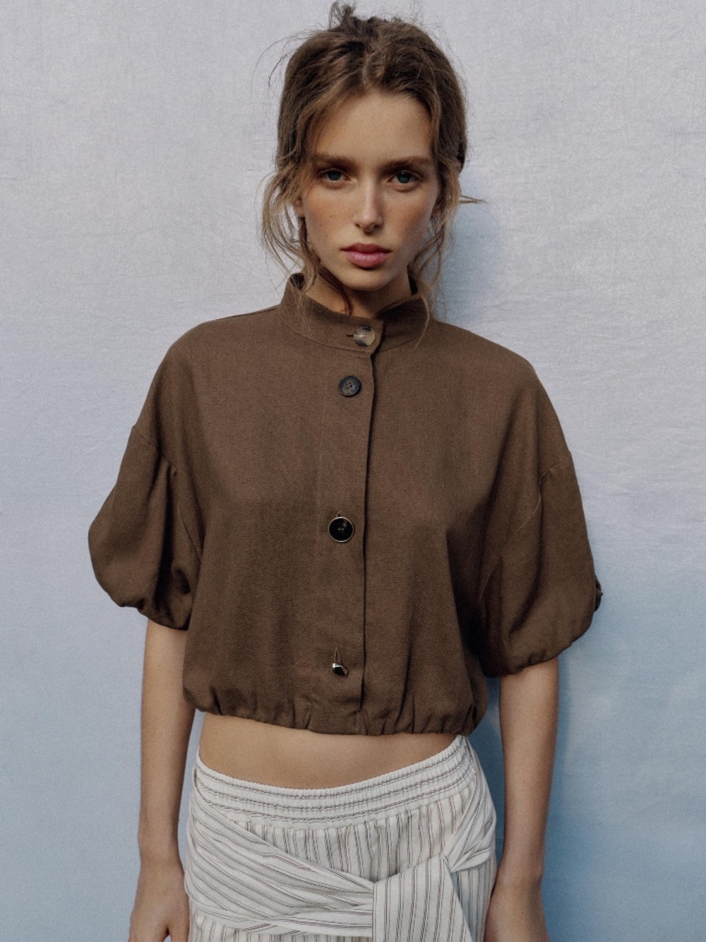 ZARA Linen Blend Balloon Shirt